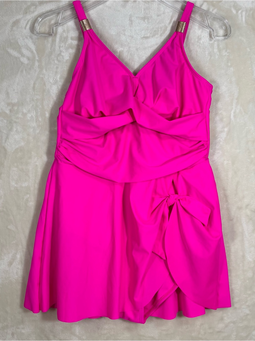 Blooming Jelly Tik Tok Viral Hot Pink Side Tie Swim Dress Size L NWT